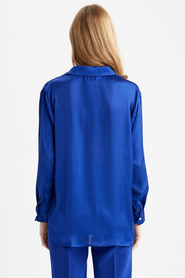 Regular Fit Saten Uzun Kollu Gömlek Z2989az22au - 7