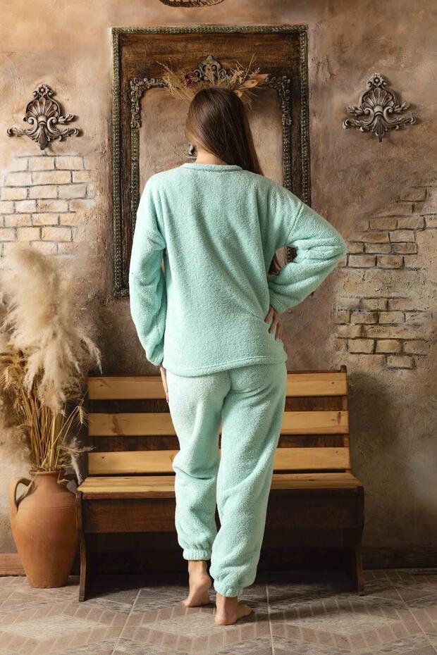 Női nyakú törölköző Velsoft pizsama szett plüss téli - 2