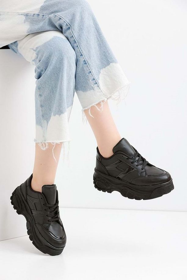Siyah Kadın Spor Ayakkabı Günlük Rahat Yüksek Taban Sneaker Dévida Air Vega Series X502 - 1