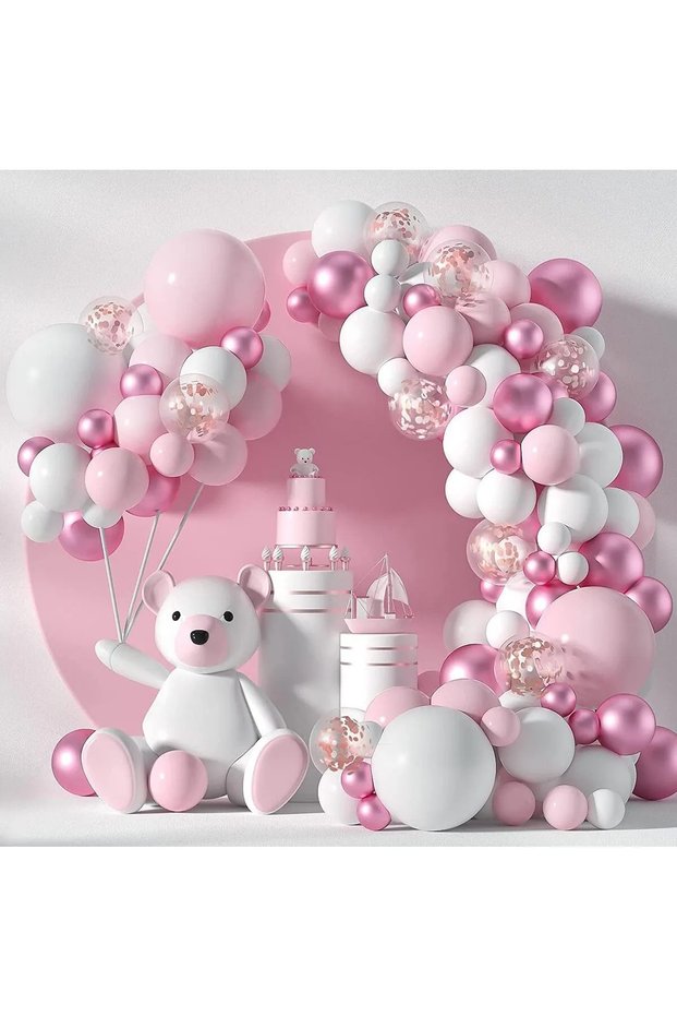 Baby Girl Birthday 65 Pieces Balloon Pink Balloon Chain Baby Room Baby Shower 1 Year Old Birthday