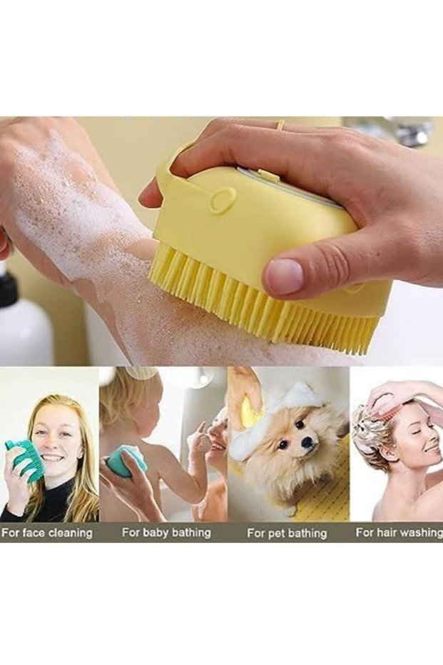 Silicone Brush Pouch with Shower Gel Reservoir Multi-Purpose Body Cleaning Exfoliating Bath Loofah