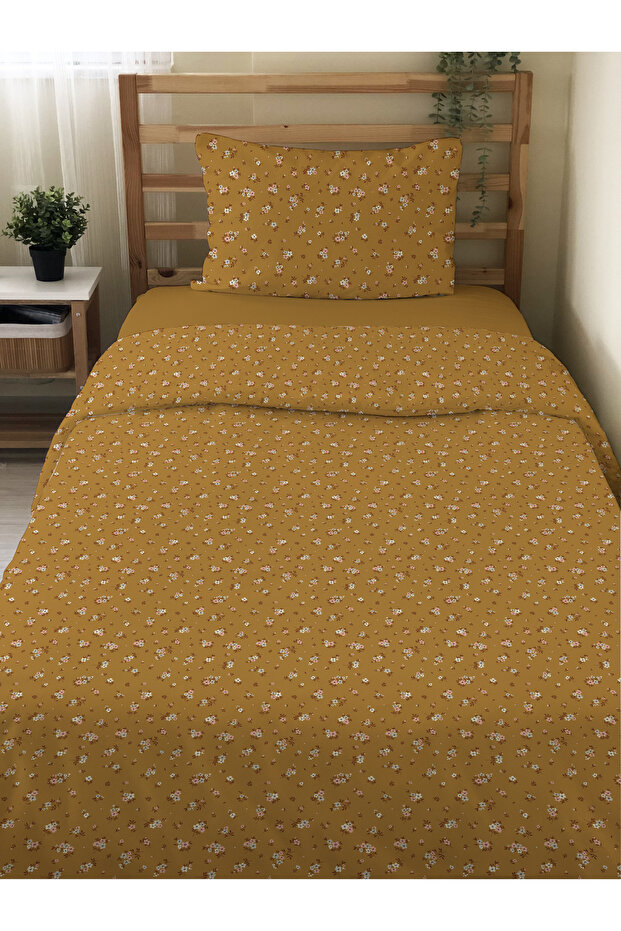 طقم غطاء لحاف فردي منقوش بالزهور على الوجهين بدون ملاءات مقاس 160 × 220 سم