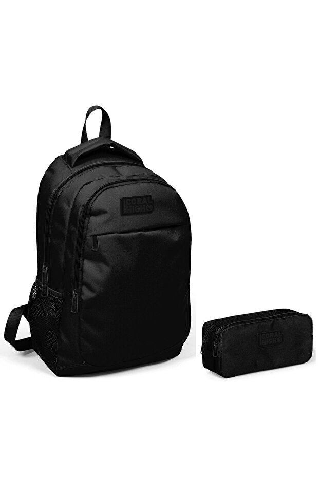 Coral High Black Boy's Primary School Bag and Pen Holder Set