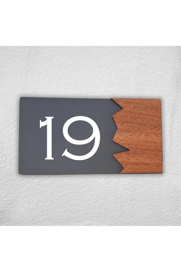 Woodenseri Horizontal Plexi Wooden Detailed Uv Printed Apartment Apartment Hotel Office Door Number Door No:19