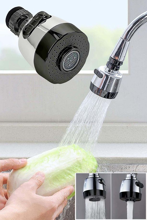 Musluk Ucu Musluk Başlığı 2 Fonksiyonlu Krom Kubar Su Tasarruflu LB045 - 1