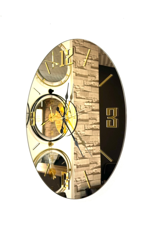 ساعة حائط برونزية بمرآة 48 سم - 4