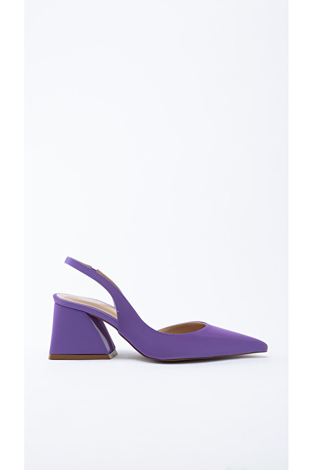 DOYLE PURPLE SHINY OPEN BACK HEEL SHOES
