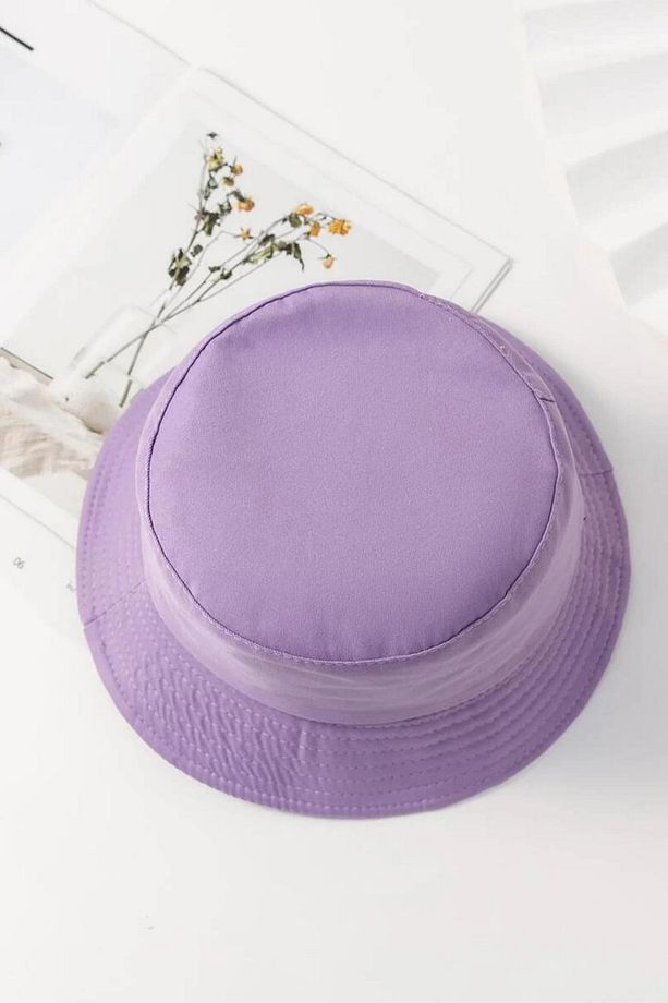Unisex Basic Lila Bucket Şapka - 4