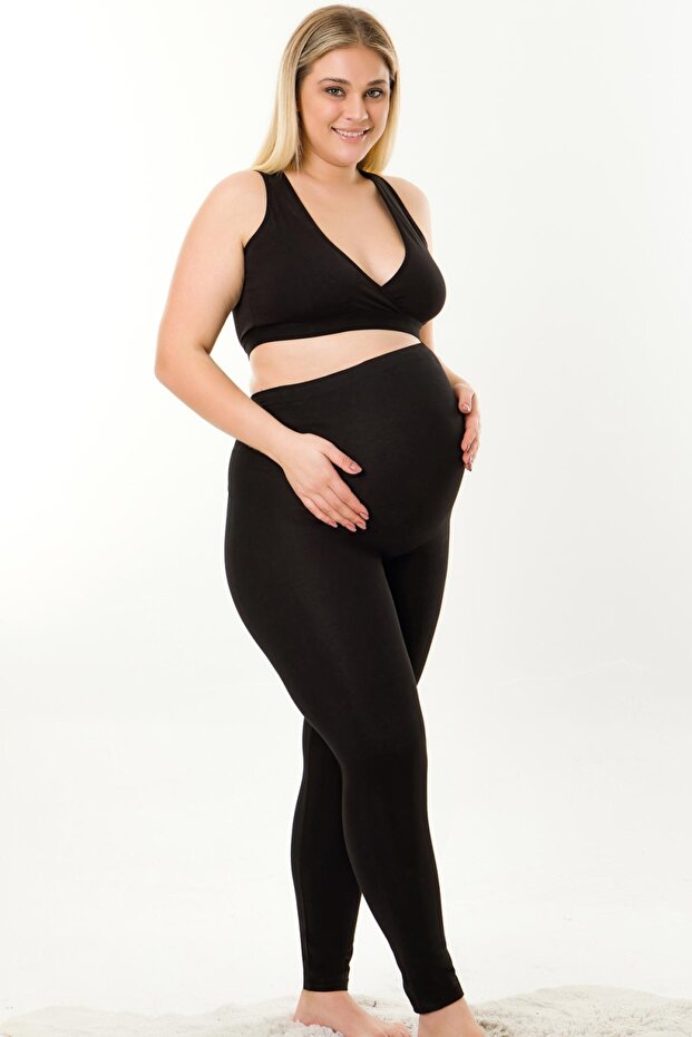 Fekete kismama leggings deréktáji állítással - 7