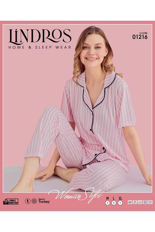 kısa kollu gömlek pijama takımı - 1