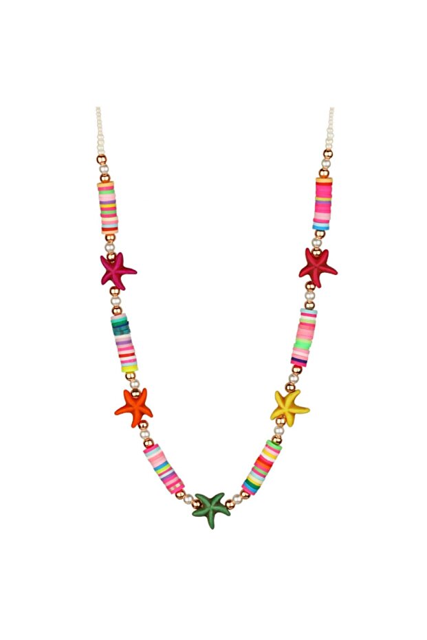 Multi Color Starfish Necklace Colorful Rose Chain - 2