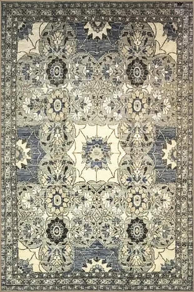 Gray Beige Themed Traditional Motif Floral Patterned Vintage Decorative Carpet 3515