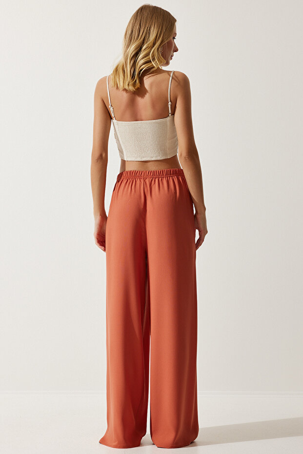Női őszibarack nyári viszkóz Palazzo nadrág EN00610 - 6