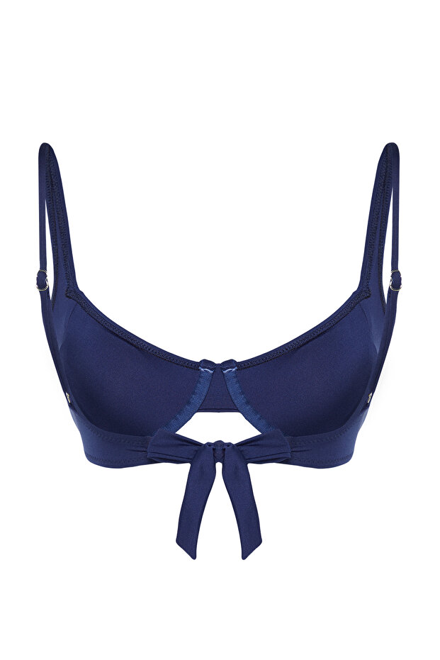 Lacivert Balkonet Kaplı Basic Bikini Üstü TBESS24BU00121 - 8