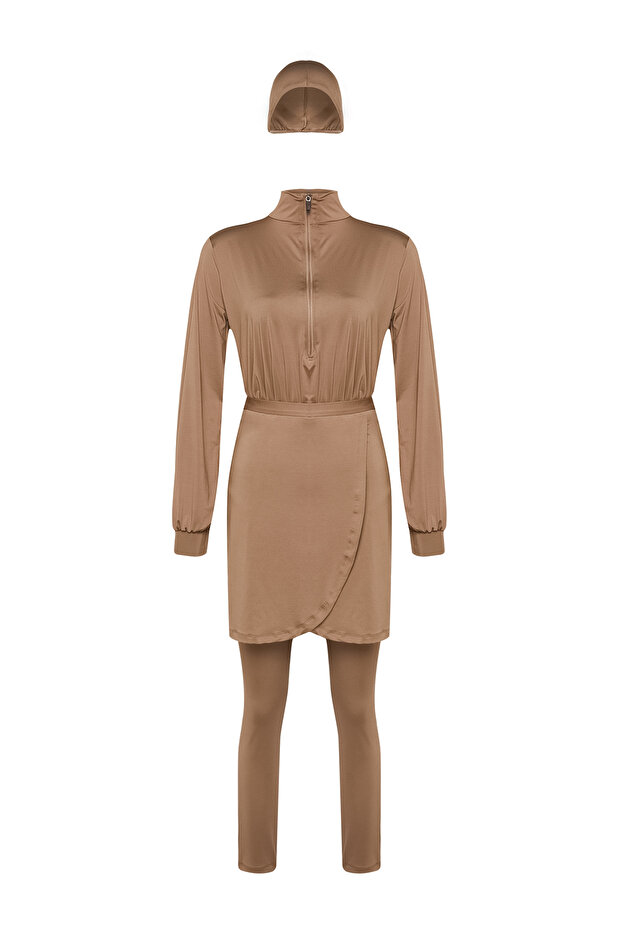 Mink Gather részletes strandruházat, teljes borítású, 4 részes fürdőruha szett TCTSS24CF00001 - 7