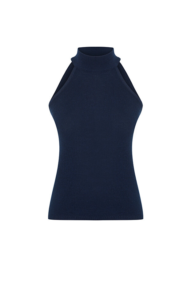 Lacivert Halter Yaka Basic Triko Bluz TWOSS24BZ00150 - 7