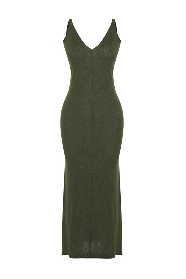 Khaki Maxi Strick Basic Kleid TWOSS20EL1574 - 7