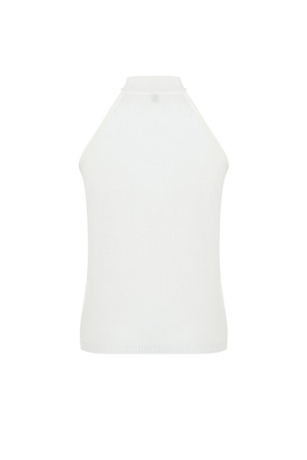 Ekru Halter Yaka Basic Triko Bluz TWOSS24BZ00150 - 8