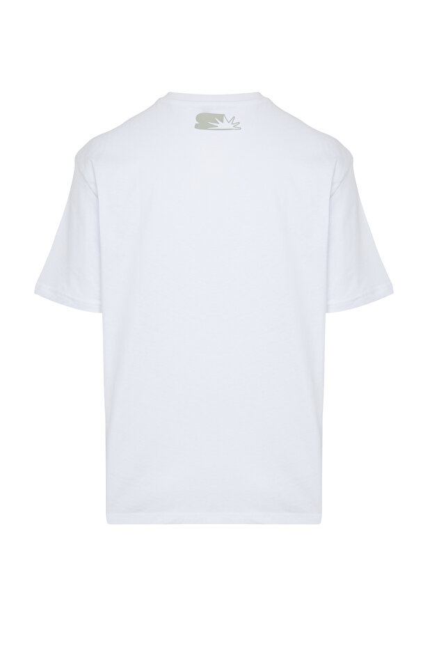 Mint Oversize/Geniş Kesim Yazı Baskılı Renk Bloklu %100 Pamuklu Kısa Kol T-Shirt TMNSS24TS00129 - 8
