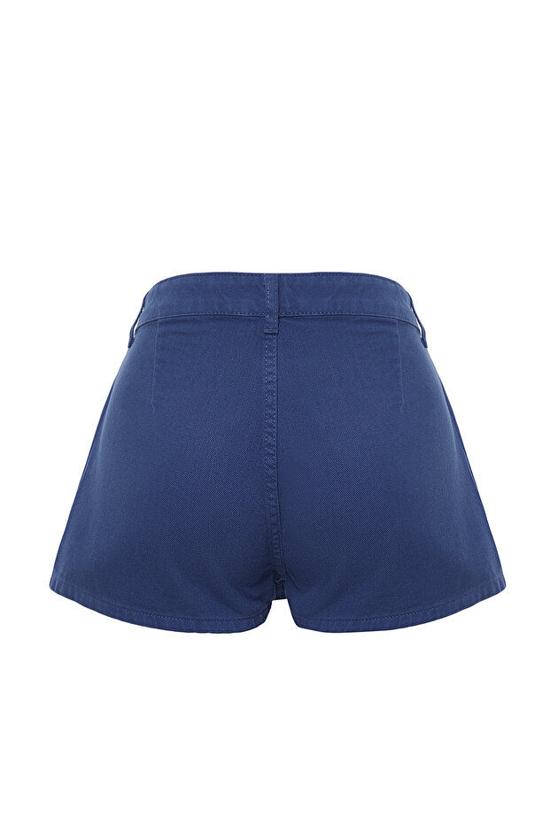 Lacivert Pileli Mini Denim Şort Etek TWOSS22SR00164 - 14