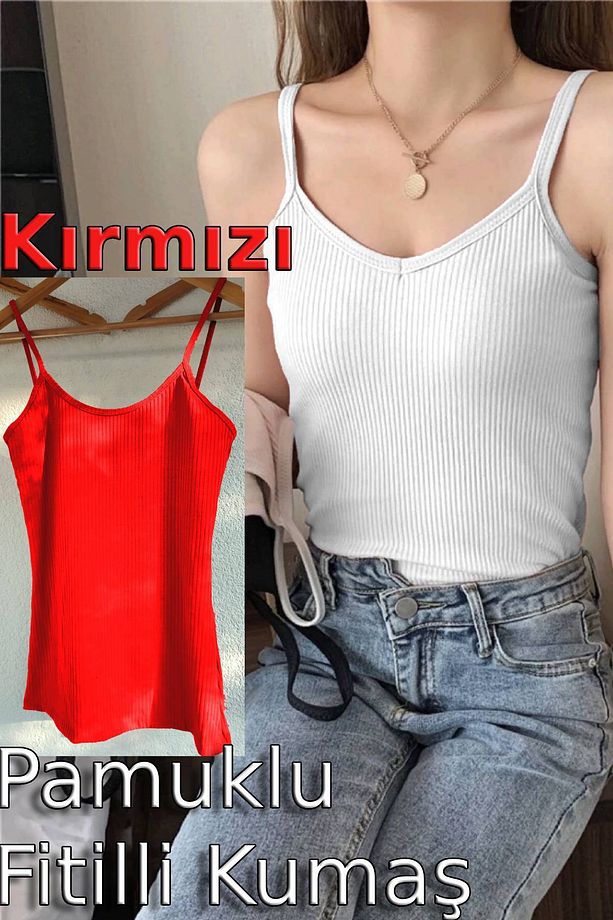 İp Askılı Atlet %100 Pamuklu Ip Askılı Atlet Pamuklu Atlet Fitilli Kumaş Atlet - 2