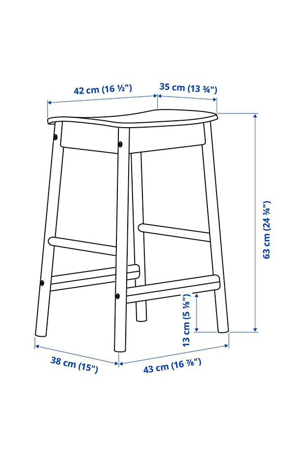 RÖNNINGE bar taburesi, huş, 63 cm - 7