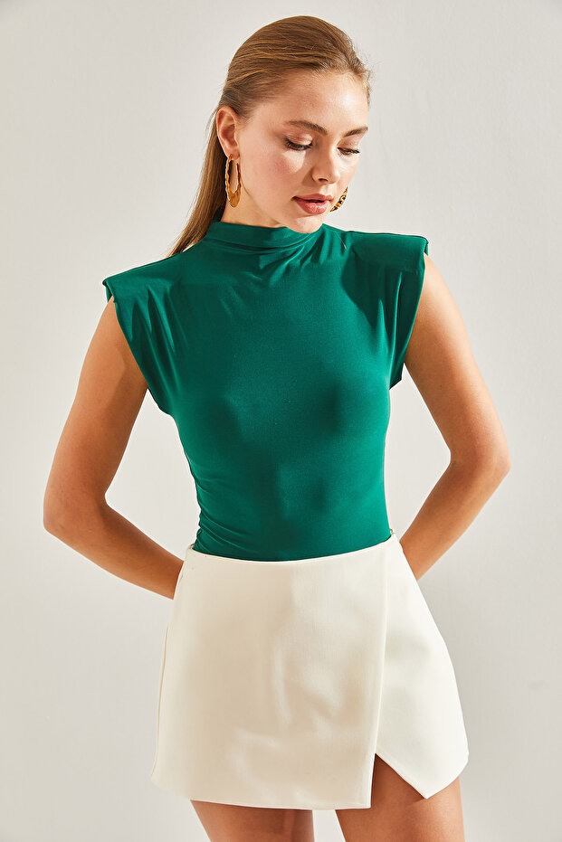 Kadın Omuz Vatkalı Basic Bluz 60111008 - 4