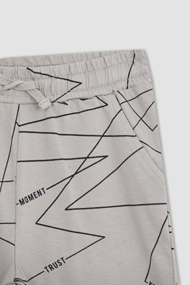 Boy's Patterned Combed Cotton Bermuda Shorts - 6