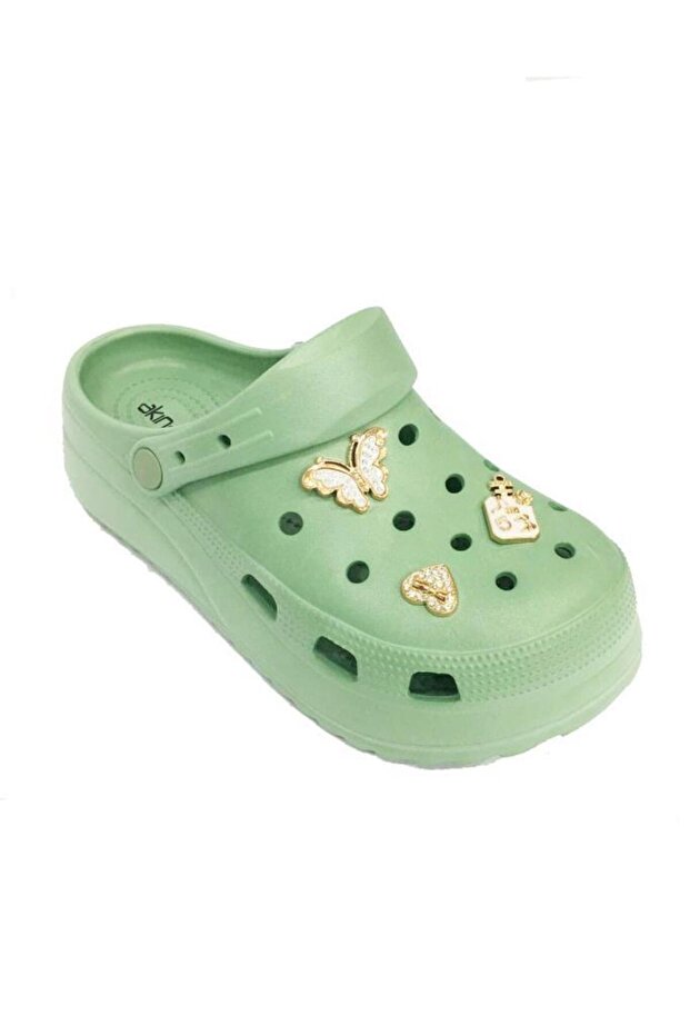 Akınal E428-24 Medical Sabo Stoned Women's Slippers Pastel Green