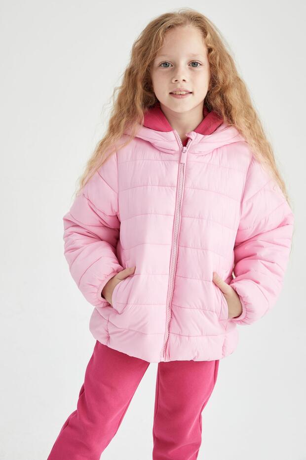 Girl's Hooded Puffer Jacket with Zipper Closure and Pockets Z0406A623Sp