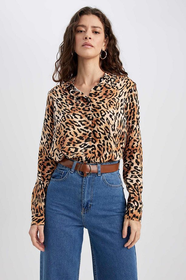 Regular Fit Uzun Kollu Leopar Desenli Gömlek I8266az23sp - 3