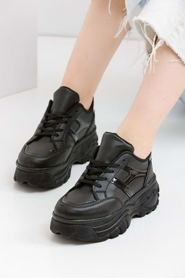 Siyah Kadın Spor Ayakkabı Günlük Rahat Yüksek Taban Sneaker Dévida Air Vega Series X502 - 4