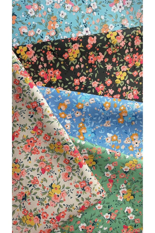 Copy - Fvr-2463 Crispy Flower Patterned Fabric Green