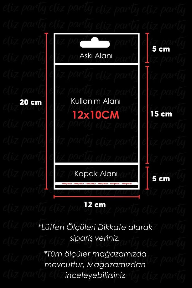 12x20cm Askılı Bantlı Jelatin OPP Poşet Kurabiye Aksesuar Paketleme Raf Poşeti 100 Adet - 2
