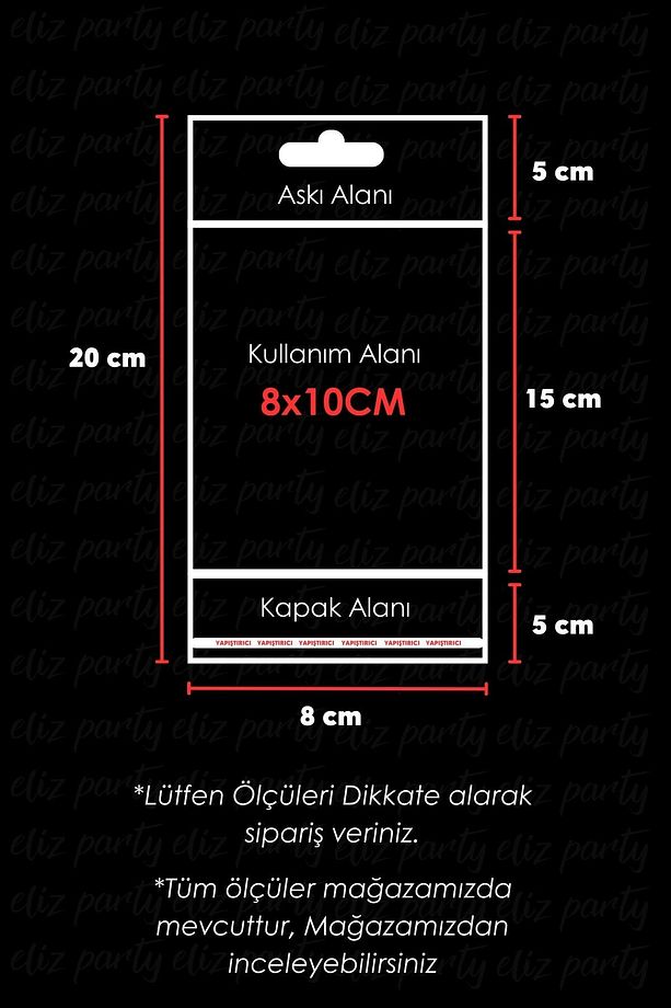 8x20cm Askılı Bantlı Jelatin OPP Poşet Kurabiye Aksesuar Hediye Paketleme Raf Poşeti 100 Adet - 2