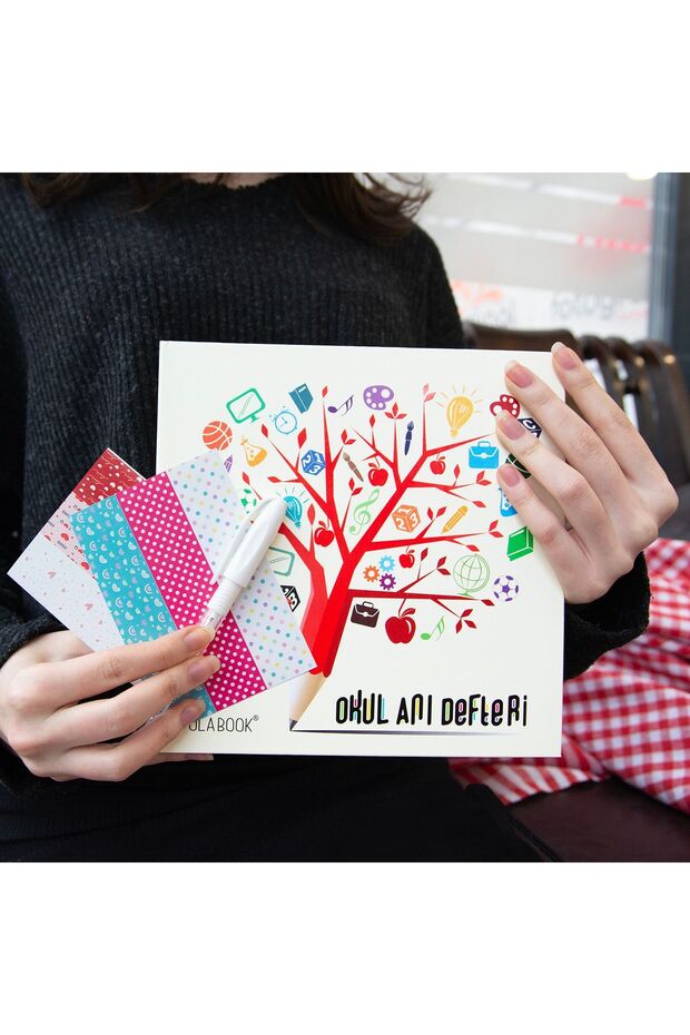 School Tree Figured with White Pen Cream Design Yourself Memory Book and Photo Album