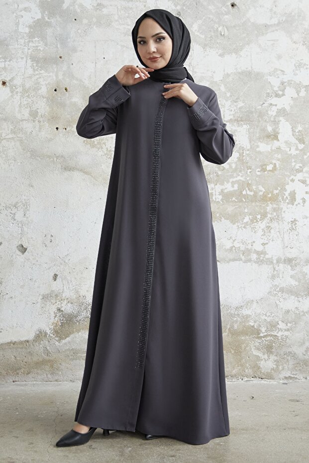 Ferace with Stone Robe Detail - Anthracite