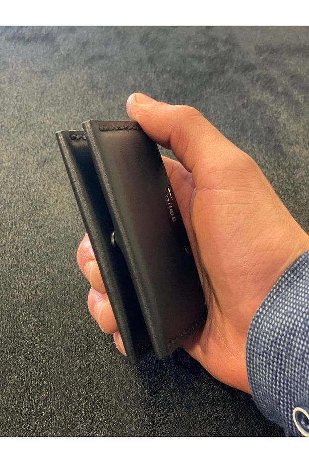 Minimalist Kartlık Hakiki Deri El Yapımı 6 Kart Ve Bozuk Para Cüzdanı - 9