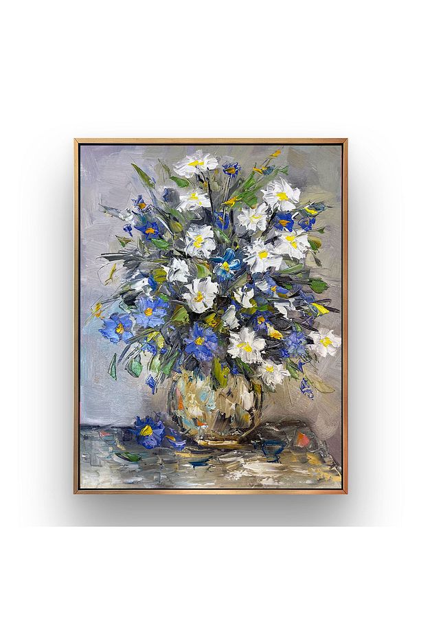 Vazoda Çiçekler Yağlı Boya Tablo - 1