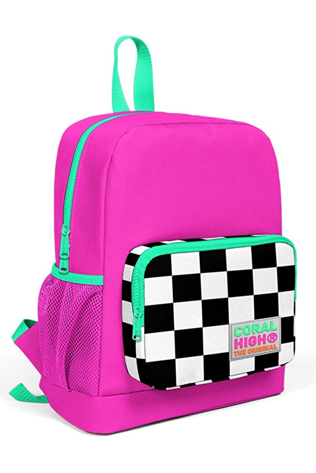 Pink Checkered Kindergarten and Primary School First Grade School Bag - Girl