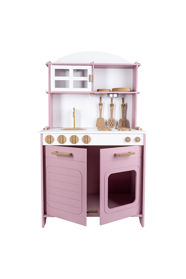 لعبة تعليمية خشبية مجموعة مطبخ مطلية مونتيسوري مع هدية إضاءة LED واحدة - 5