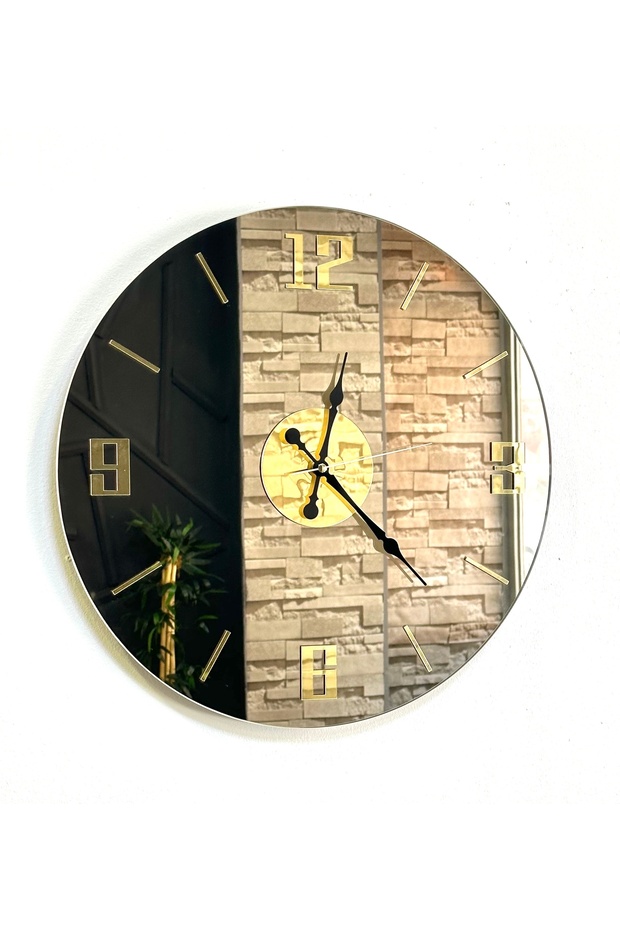 ساعة حائط برونزية بمرآة 48 سم - 3