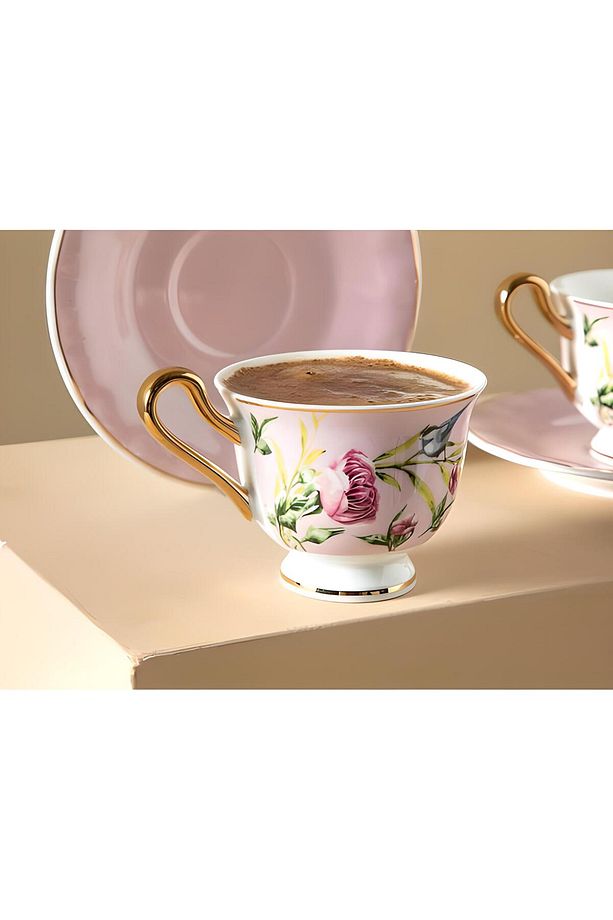 Vanilla New Bone China 4 Parça 2 Kişilik Kahve Fıncan Takımı 90 Ml Açık Pembe - 3