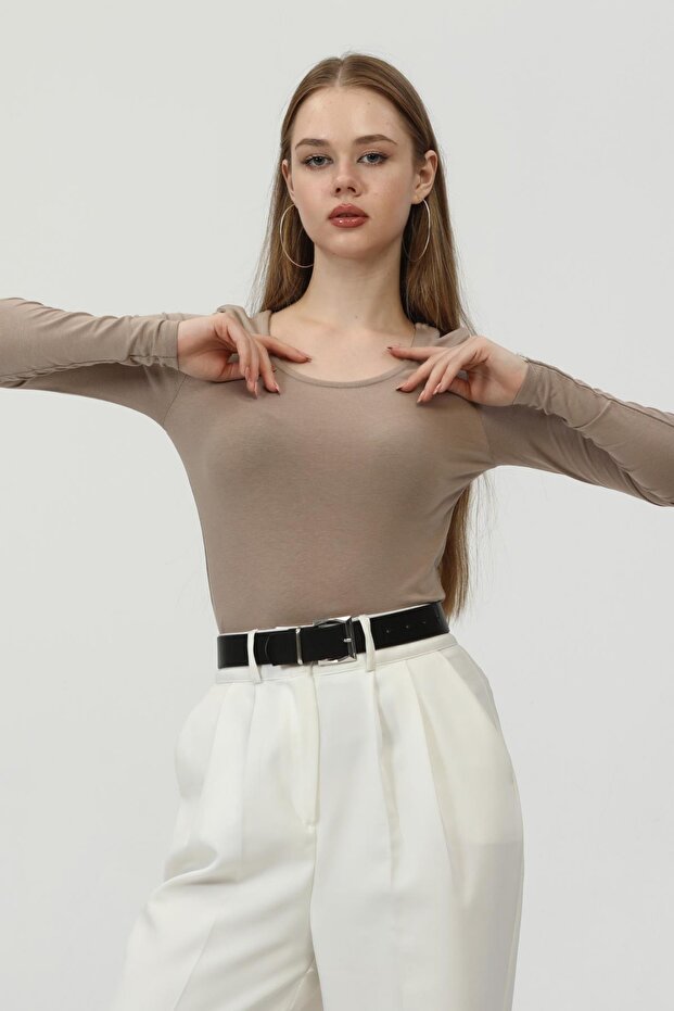 Ams Basıc Bluz-süt Kahve - 2