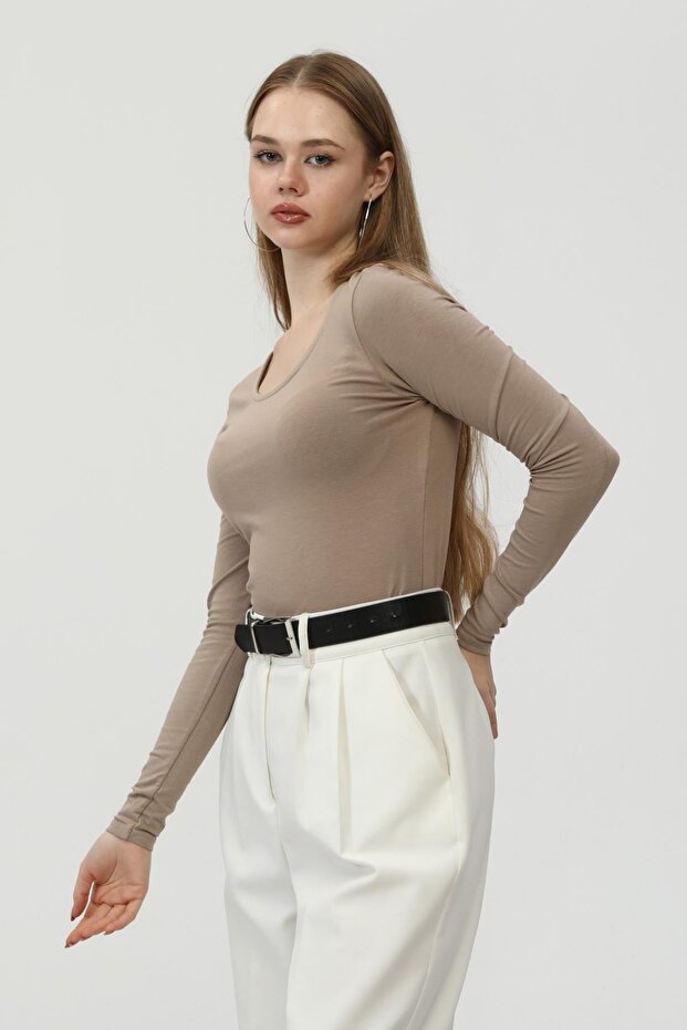 Ams Basıc Bluz-süt Kahve - 6