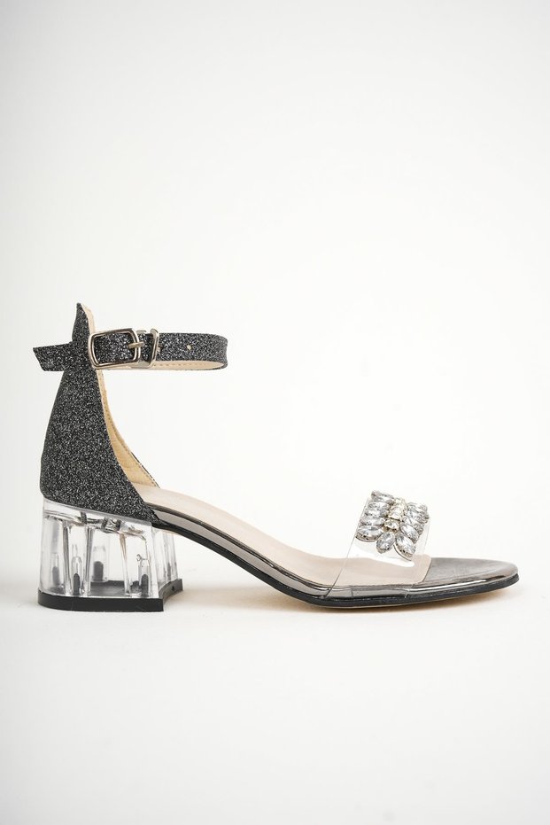 Incimoda Stylish and Comfortable Transparent Heel Stoned Children's Evening Dress Sandals
