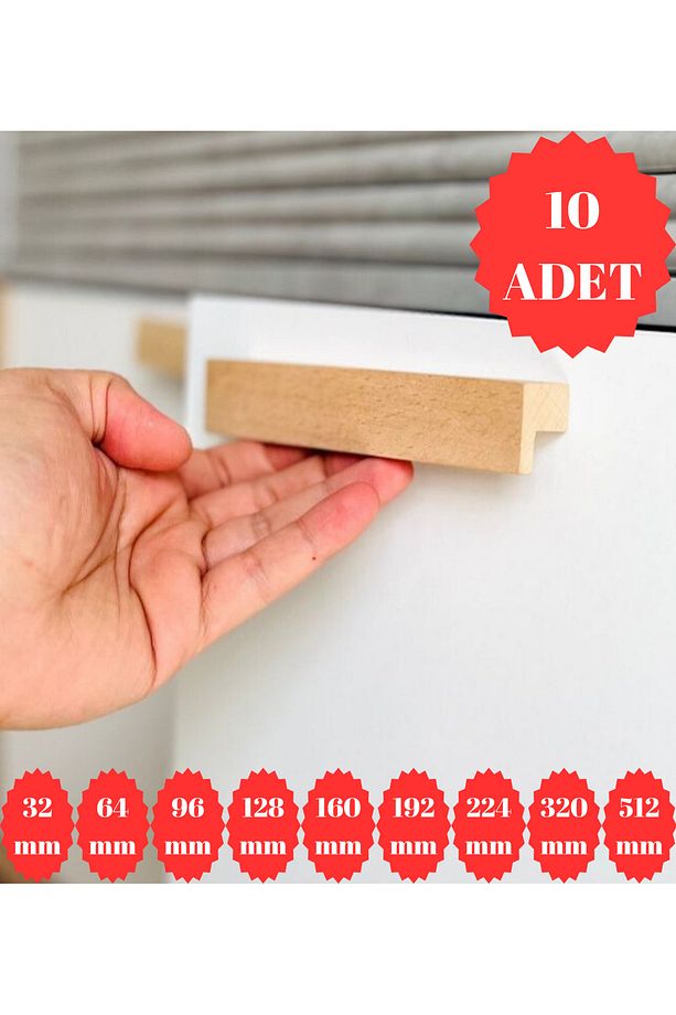 10 Adet 192mmç(19.2CM) Ahşap Kulp Lüks Country Mutfak Mobilya Dolap Çekmece Kulbu - 1