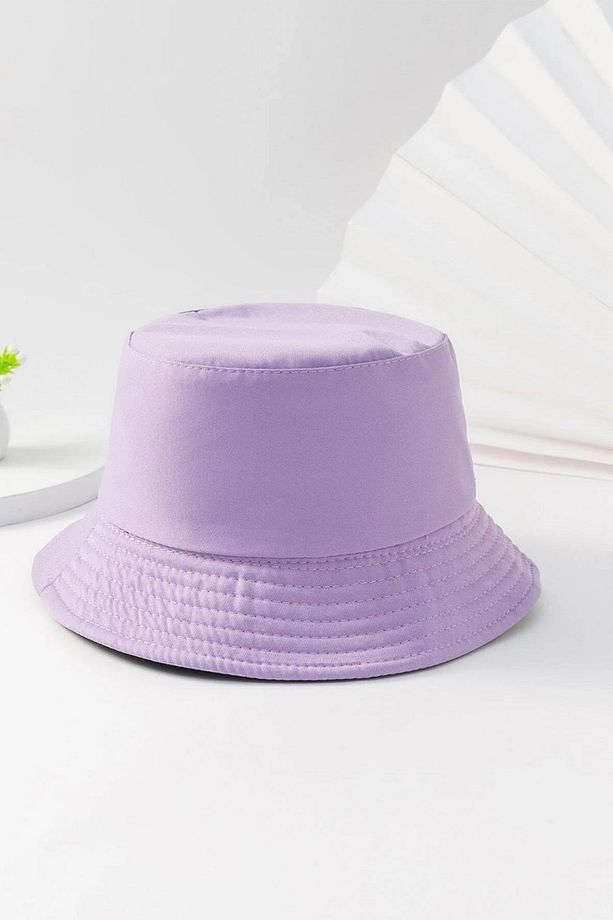 Unisex Basic Lila Bucket Şapka - 3