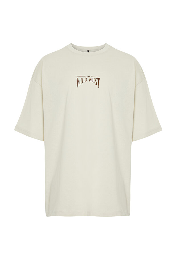 Taş Oversize/Geniş Kesim %100 Pamuklu Sırt Baskılı T-Shirt TMNSS24TS00003 - 8
