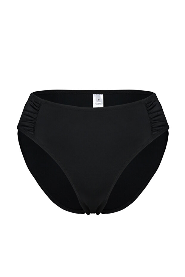 Siyah Drapeli Hipster Normal Bel Bikini Altı TBESS24BA00139 - 7